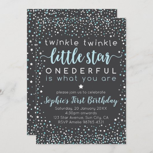 Twinkle Little Star | Eerste uitnodiging (Voorkant / Achterkant)