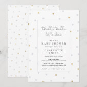 Twinkle Little Star Elegant Baby shower Grey Gold Kaart (Voorkant / Achterkant)
