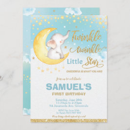 Twinkle Little Star Elephant 1st Birthday Boy Kaart