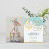 Twinkle Little Star Elephant 1st Birthday Foto Kaart (Staand voorkant)