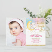 Twinkle Little Star Elephant 1st Birthday Foto Kaart (Staand voorkant)