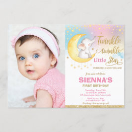 Twinkle Little Star Elephant 1st Birthday Foto Kaart