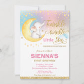 Twinkle Little Star Elephant 1st Birthday Girl Kaart (Voorkant)