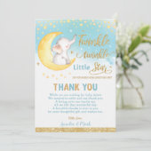 Twinkle Little Star Elephant Baby Boy Bedankkaart (Staand voorkant)
