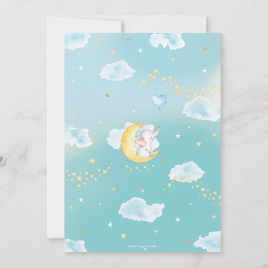 Twinkle Little Star Elephant Baby Boy Bedankkaart (Achterkant)