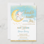 Twinkle Little Star Elephant Baby shower Boy Kaart (Voorkant)