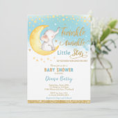 Twinkle Little Star Elephant Baby shower Boy Kaart (Staand voorkant)