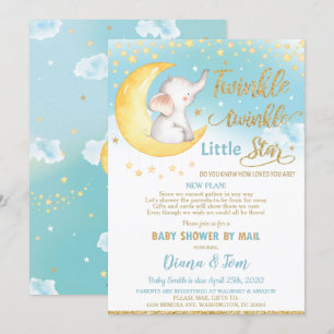 Twinkle Little Star Elephant Baby shower by Mail Kaart