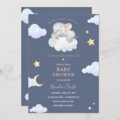 Twinkle Little Star Elephant Baby shower Kaart (Voorkant / Achterkant)