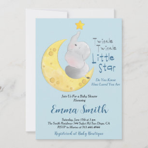 Twinkle Little Star Elephant Baby shower Kaart
