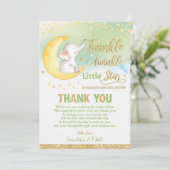 Twinkle Little Star Elephant Baby shower Neutraal Bedankkaart (Staand voorkant)