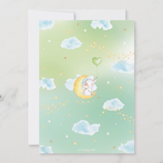 Twinkle Little Star Elephant Baby shower Neutraal Bedankkaart (Achterkant)