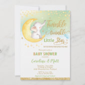 Twinkle Little Star Elephant Baby shower Neutraal Kaart (Voorkant)