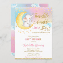 Twinkle Little Star Elephant Baby Sprinkle Girl