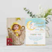 Twinkle Little Star Elephant Birthday Party Boy Bedankkaart (Staand voorkant)
