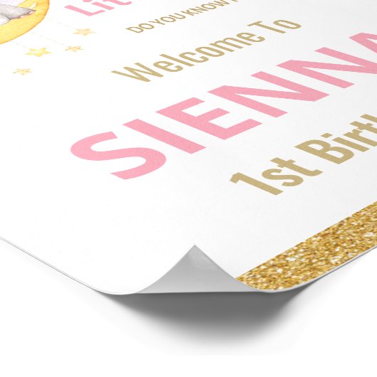 Twinkle Little Star Elephant Birthday Welcome Sign Poster (Hoek)