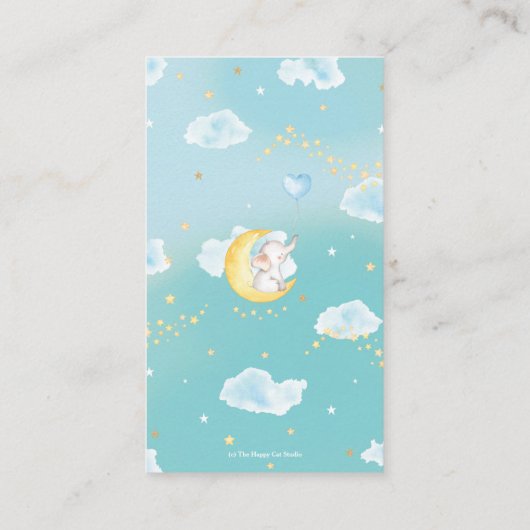 Twinkle Little Star Elephant Boy Diaper Raffle Informatiekaartje (Achterkant)