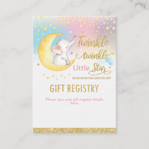Twinkle Little Star Elephant Girl Gift Registry Informatiekaartje