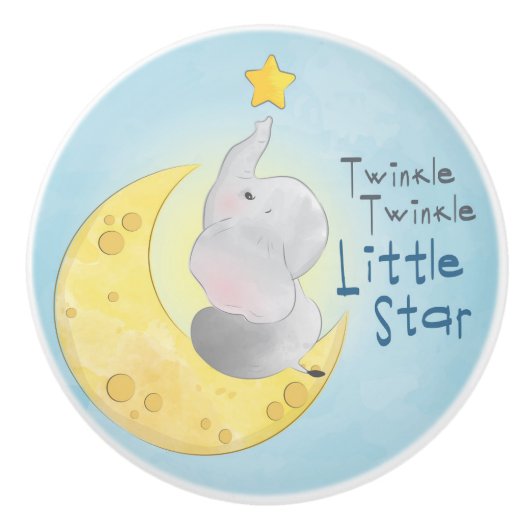 Twinkle Little Star Elephant Keramische Knop (Voorkant)