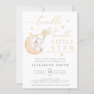 Twinkle Little Star Elephant Neutraal Baby shower Kaart