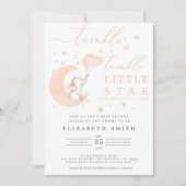 Twinkle Little Star Elephant Peach Baby shower Kaart (Voorkant)