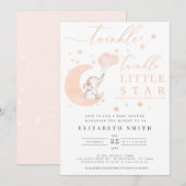 Twinkle Little Star Elephant Peach Baby shower Kaart (Voorkant / Achterkant)
