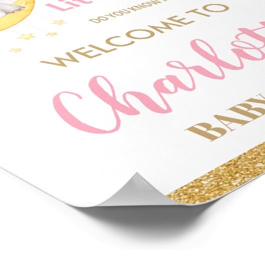 Twinkle Little Star Elephant Pink Welcome Sign Poster (Hoek)
