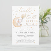 Twinkle Little Star Elephant Yellow Baby shower Kaart (Staand voorkant)