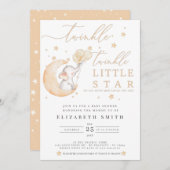 Twinkle Little Star Elephant Yellow Baby shower Kaart (Voorkant / Achterkant)