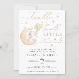 Twinkle Little Star Elephant Yellow Baby shower Kaart