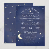Twinkle Little Star en Moon Donkerblauw Baby showe Kaart (Voorkant / Achterkant)