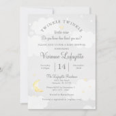 Twinkle Little Star en Moon Grey Baby shower Kaart (Voorkant)