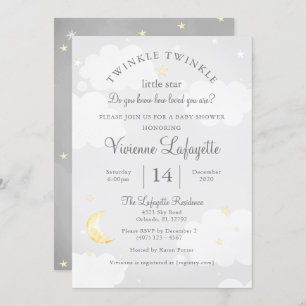 Twinkle Little Star en Moon Grey Baby shower Kaart