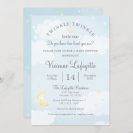Twinkle Little Star en Moon Sky Blue Baby shower Kaart
