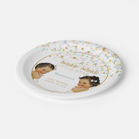 Twinkle Little Star Etnische Baby Genderneutraal Papieren Bordje (Gekanteld)