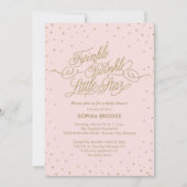 Twinkle Little Star Fancy Gold & Roze Baby shower Kaart (Voorkant)