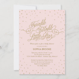 Twinkle Little Star Fancy Gold & Roze Baby shower Kaart