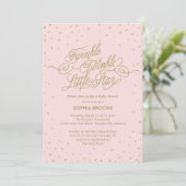 Twinkle Little Star Fancy Gold & Roze Baby shower Kaart (Staand voorkant)