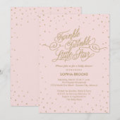 Twinkle Little Star Fancy Gold & Roze Baby shower Kaart (Voorkant / Achterkant)