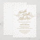 Twinkle Little Star Fancy Gold & White Baby shower Kaart (Voorkant / Achterkant)