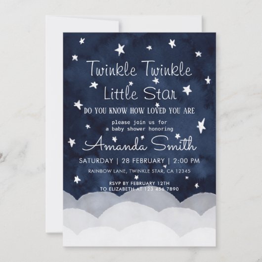 Twinkle Little Star Fantasie Baby Shower   Kaart (Voorkant)