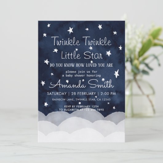 Twinkle Little Star Fantasie Baby Shower   Kaart (Staand voorkant)