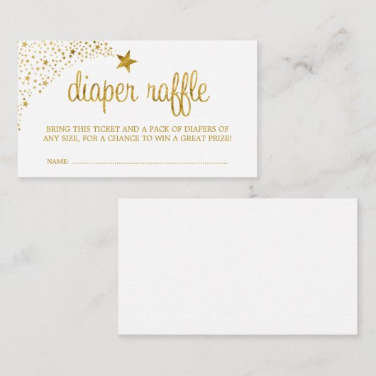 Twinkle Little Star Faux Gold Luier Raffle Ticket Informatiekaartje (Voorkant / Achterkant)