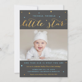Twinkle Little Star First Birthday Invitation Boy Kaart
