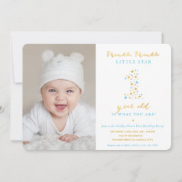 Twinkle Little Star First Birthday Invitation Boy Kaart
