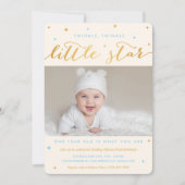 Twinkle Little Star First Birthday Invitation Boy Kaart (Voorkant)