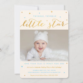Twinkle Little Star First Birthday Invitation Boy Kaart