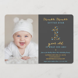 Twinkle Little Star First Birthday Invitation Boy Kaart