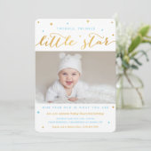 Twinkle Little Star First Birthday Invitation Boy Kaart (Staand voorkant)