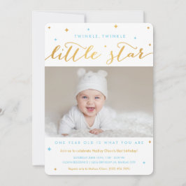 Twinkle Little Star First Birthday Invitation Boy Kaart